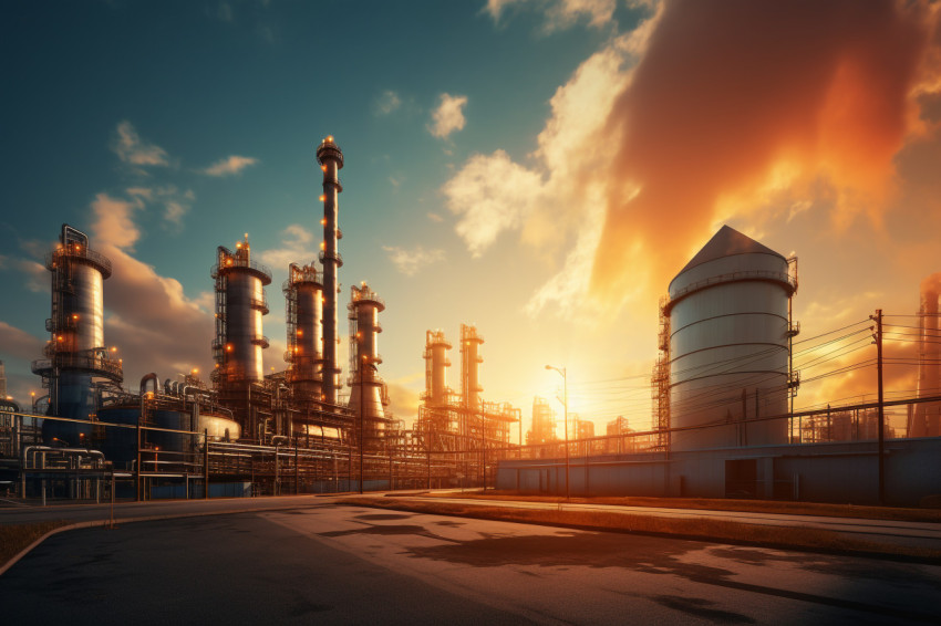 an industrial plant is shown in the background, industrial, manu an industrial plant is shown in the background, industrial, manu