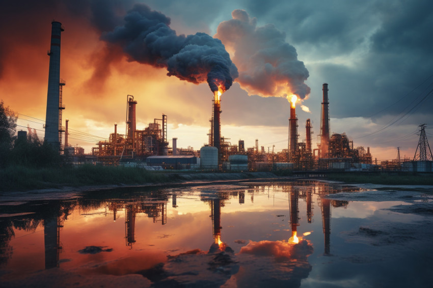 Industrial oil refinery with steam on sunset, industrial, manufa Get unlimited access to a library of free ai prompts and ai images to help you generate creative ideas.
