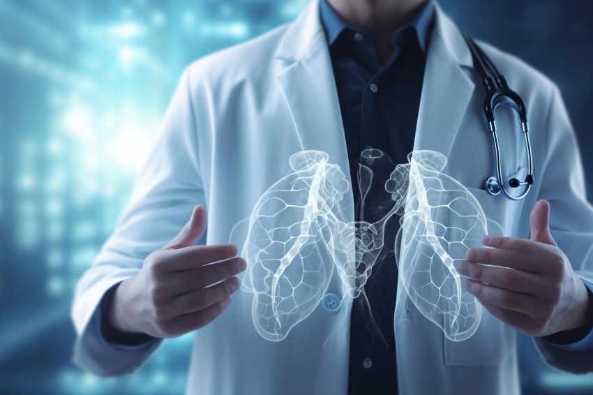 The doctor wearing a white coat holds hand displaying an image of the lung in the foreground of the screen, health and medical stock image Get unlimited access to a library of free ai prompts and ai images to help you generate creative ideas.