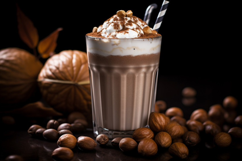 A photo of a hazelnut milkshake, beverage advertisement photography inspiration Get unlimited access to a library of free ai prompts and ai images to help you generate creative ideas.