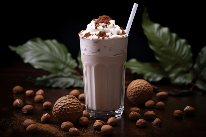 A photo of a hazelnut milkshake, beverage advertisement photography inspiration Get unlimited access to a library of free ai prompts and ai images to help you generate creative ideas.