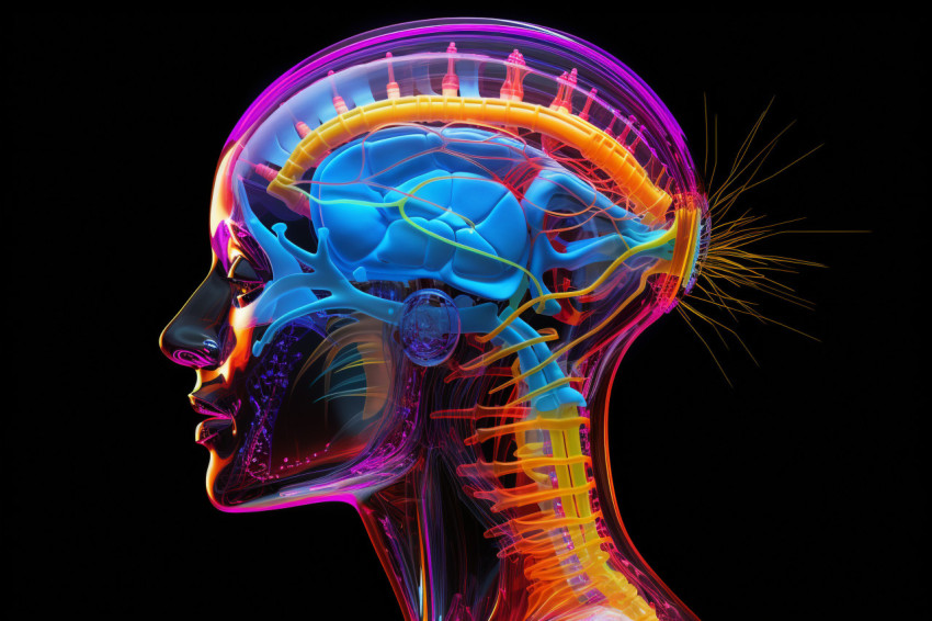 The background of a human robot connected to a data network