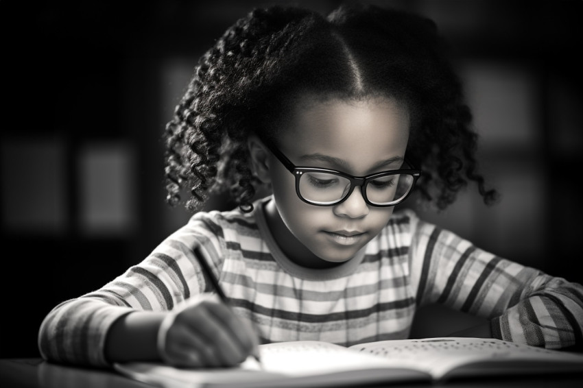 Picture of a young black girl learning the alphabet Picture of a young black girl learning the alphabet