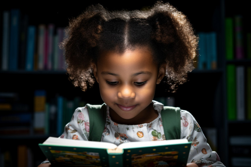 Picture of a young black girl learning the alphabet Picture of a young black girl learning the alphabet