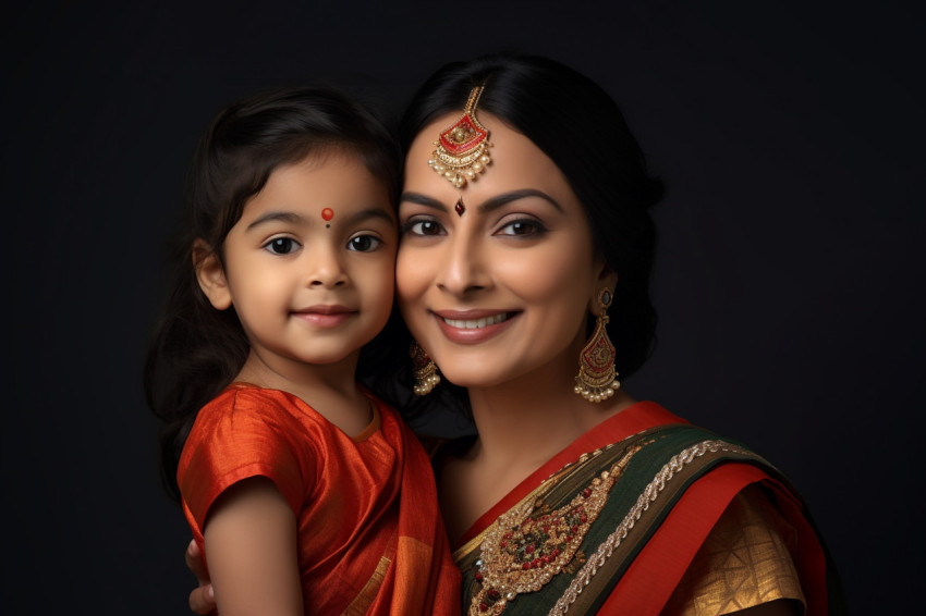 A picture of a young Indian mom and her daughter