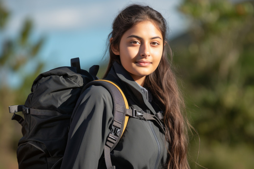 Picture of a rural Indian school girl with a backpack Picture of a rural Indian school girl with a backpack