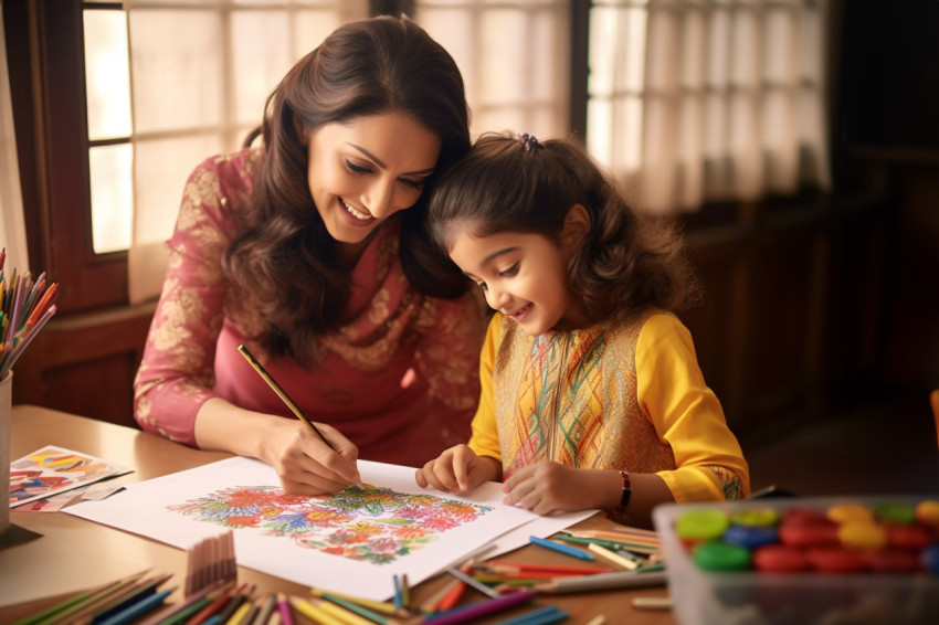 A picture of a beautiful young Indian mom and her little girl dr A picture of a beautiful young Indian mom and her little girl dr