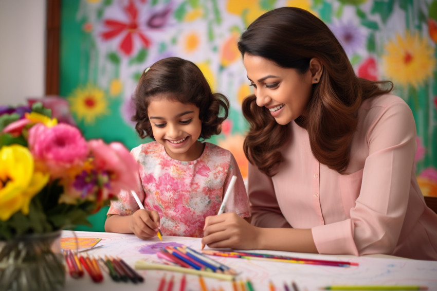 A picture of a beautiful young Indian mom and her little girl dr A picture of a beautiful young Indian mom and her little girl dr