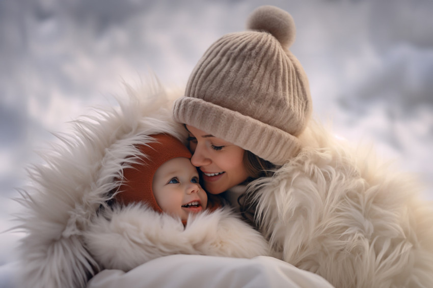 A picture of a happy mom and her baby daughter having fun in the A picture of a happy mom and her baby daughter having fun in the
