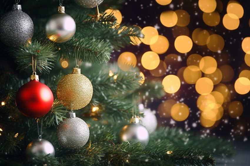 A picture of a Christmas tree with Christmas decorations in the A picture of a Christmas tree with Christmas decorations in the