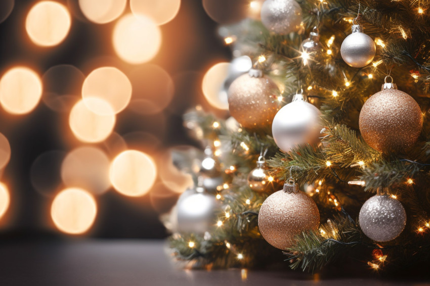 A picture of a Christmas tree with Christmas decorations in the A picture of a Christmas tree with Christmas decorations in the