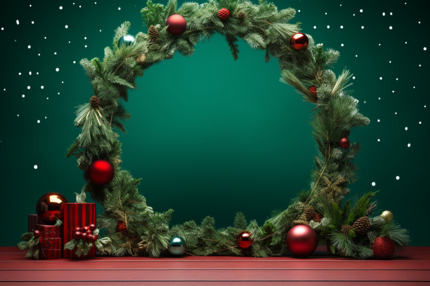 A simple photo of a Christmas podium with products on it for a h A simple photo of a Christmas podium with products on it for a h