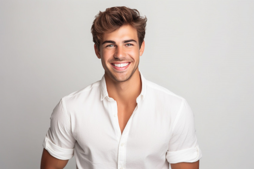 A picture of a good looking young man wearing a white shirt He i A picture of a good looking young man wearing a white shirt He i