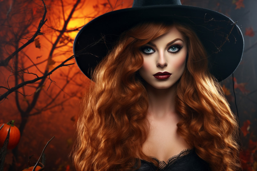 A photo of a beautiful young woman in a sexy witch costume for H A photo of a beautiful young woman in a sexy witch costume for H