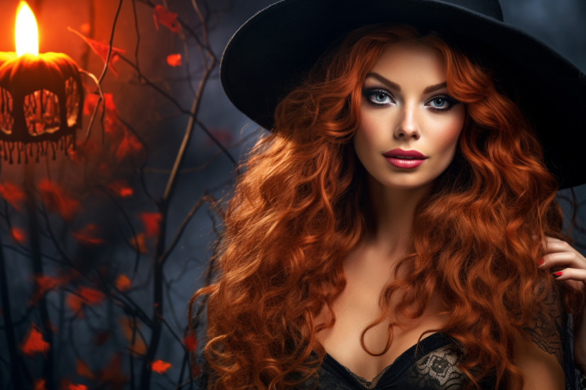 A photo of a beautiful young woman in a sexy witch costume for H A photo of a beautiful young woman in a sexy witch costume for H