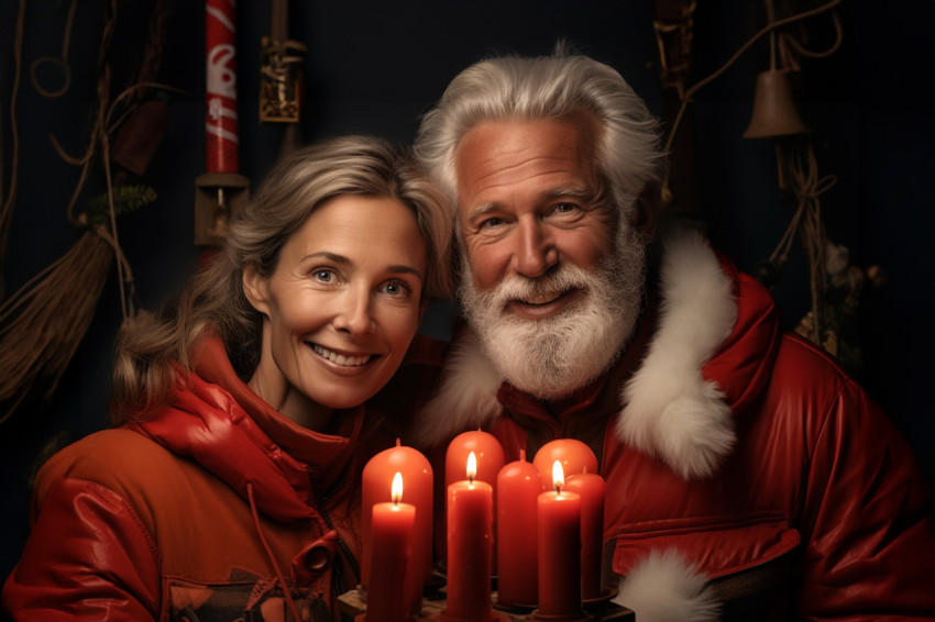 A picture of a man and woman who are prepared for christmas, chr A picture of a man and woman who are prepared for christmas, chr