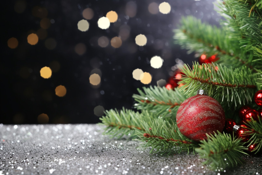 A picture of a christmas card with fir trees and decorations on A picture of a christmas card with fir trees and decorations on