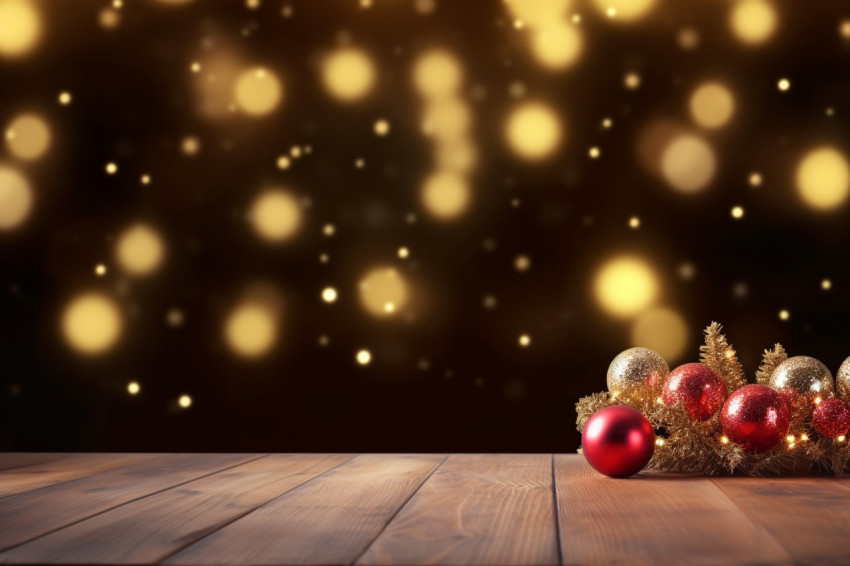A picture of a christmas scene with a wooden table in front of a A picture of a christmas scene with a wooden table in front of a