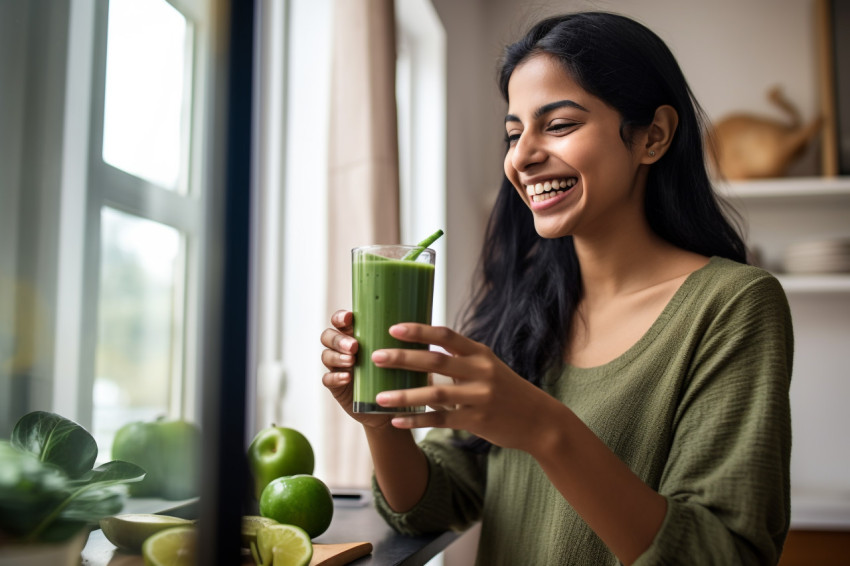 A picture of a happy young Indian woman on her smartphone while A picture of a happy young Indian woman on her smartphone while