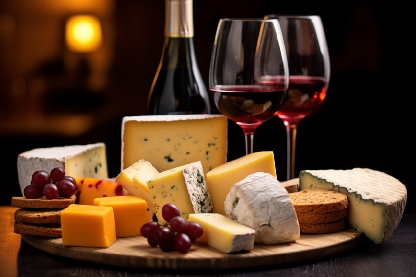 A picture of a wine and cheese pairing that was provided during A picture of a wine and cheese pairing that was provided during