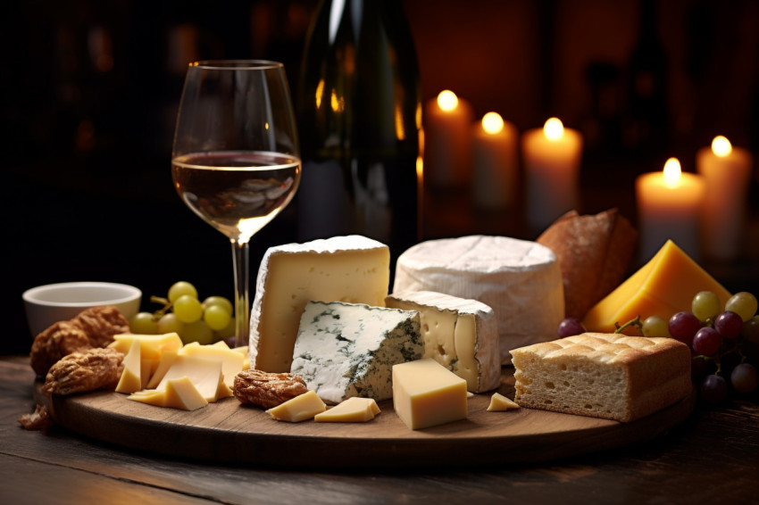 A picture of a wine and cheese pairing that was provided during A picture of a wine and cheese pairing that was provided during