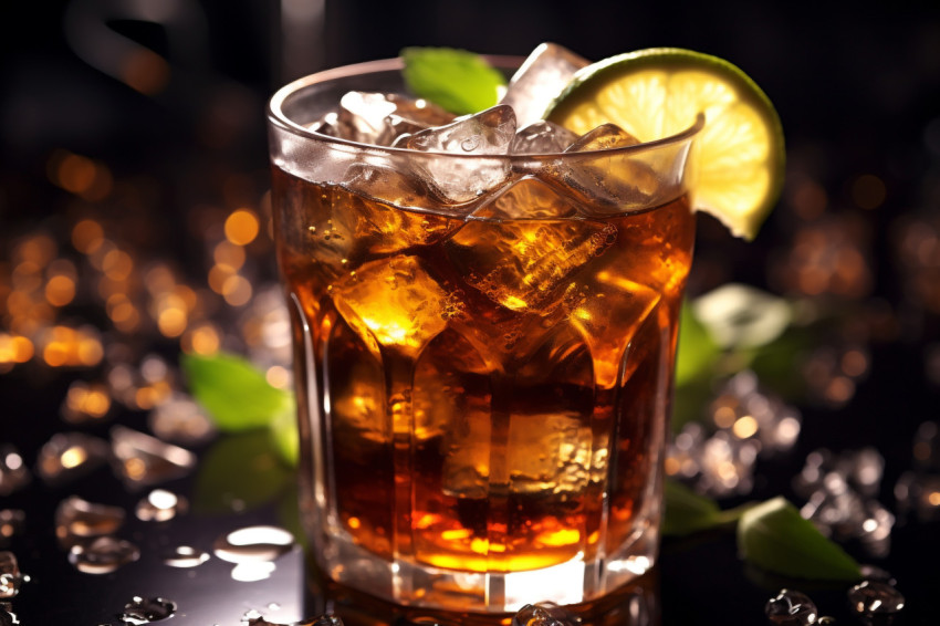 Picture of a cuba libre drink with lime and ice Picture of a cuba libre drink with lime and ice