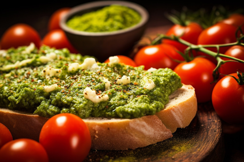 Picture of juicy tomatoes on top of fresh bread Picture of juicy tomatoes on top of fresh bread