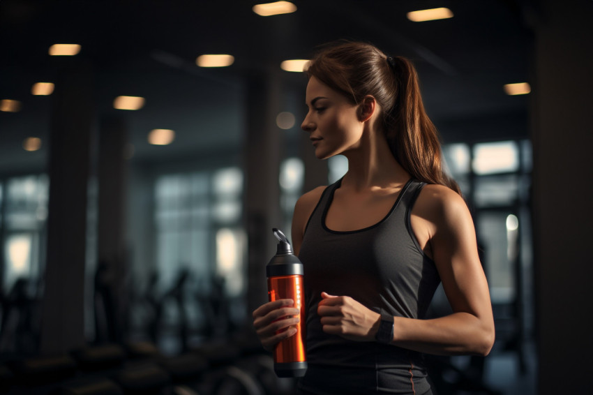 A photo of a woman working out in a gym