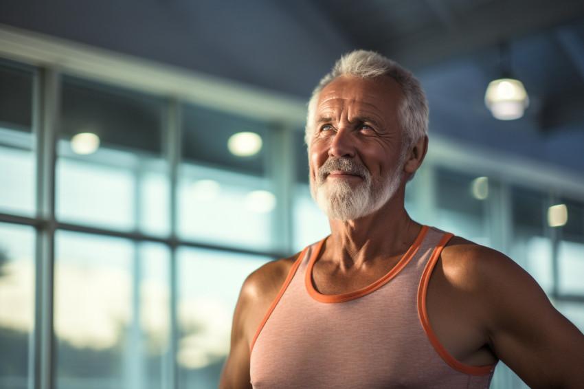 Picture of an older man next to the indoor pool