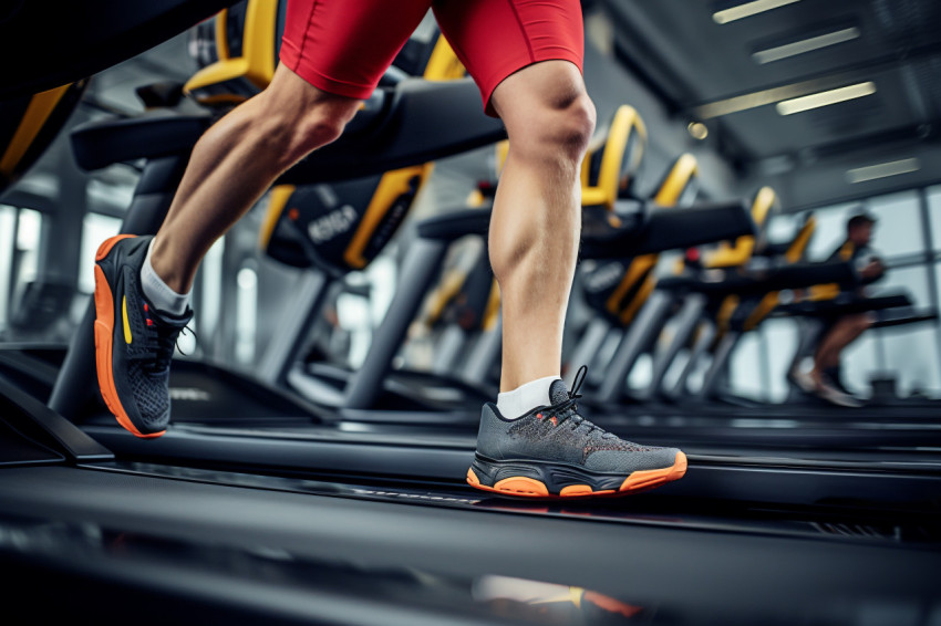 A picture of people running on a treadmill in a gym A picture of people running on a treadmill in a gym