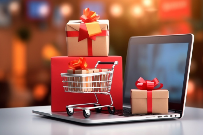 A picture of a shopping cart with product boxes