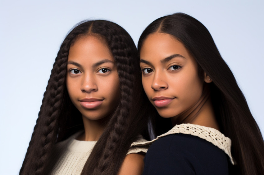 A picture of two pretty teenage girls one of African American descent and long black hair A picture of two pretty teenage girls one of African American descent and long black hair