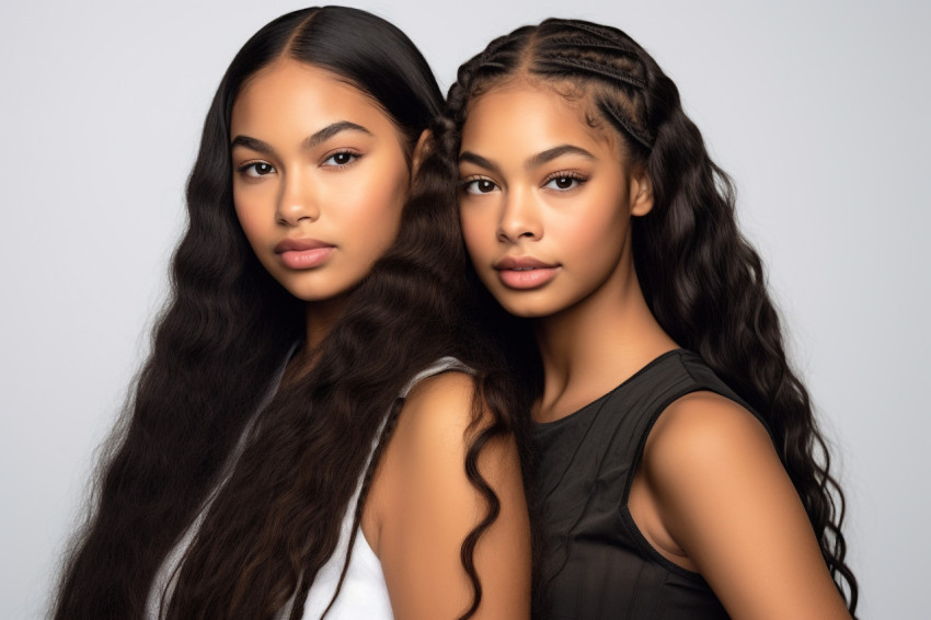 A picture of two pretty teenage girls one of African American descent and long black hair A picture of two pretty teenage girls one of African American descent and long black hair