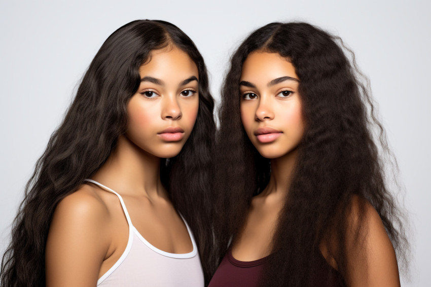 A picture of two pretty teenage girls one of African American descent and long black hair A picture of two pretty teenage girls one of African American descent and long black hair
