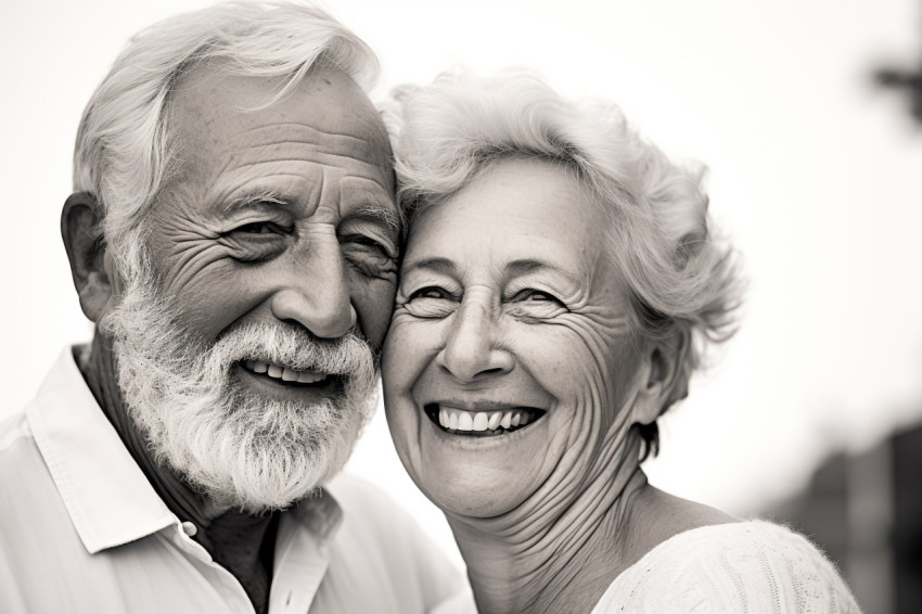 Photo of loving senior couple on white Photo of loving senior couple on white