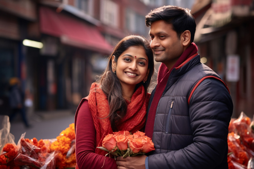 Married Indian couple outside Married Indian couple outside