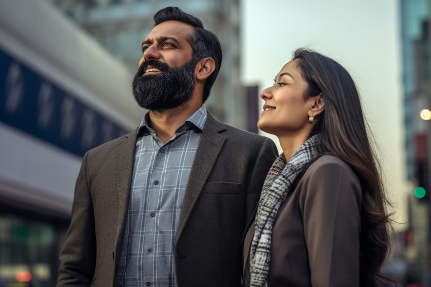 Married Indian couple outside Married Indian couple outside