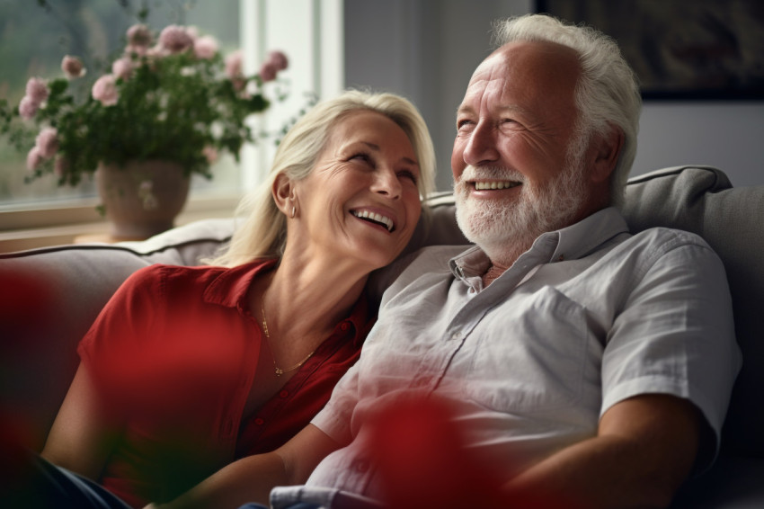 Happy older couple relaxing at home Happy older couple relaxing at home