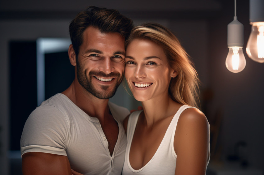 Indoor couple portrait photo Indoor couple portrait photo