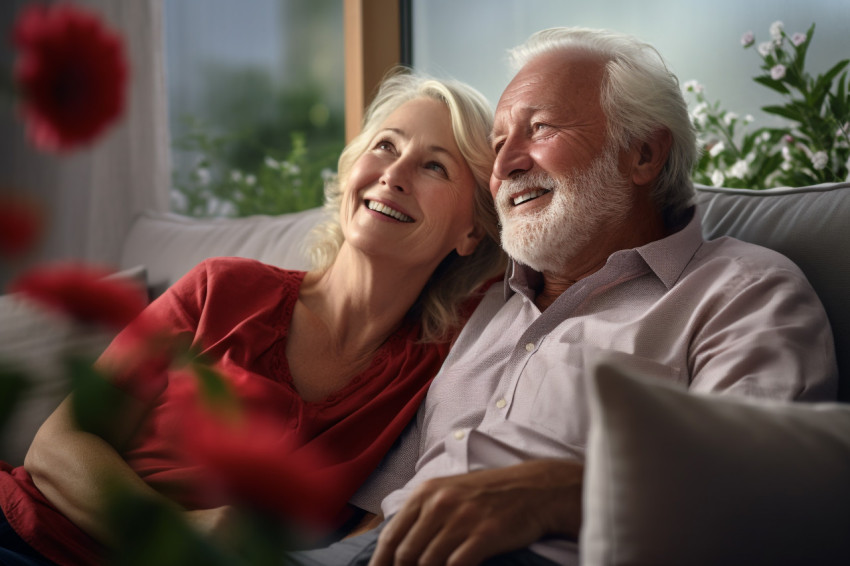 Happy older couple relaxing at home Happy older couple relaxing at home