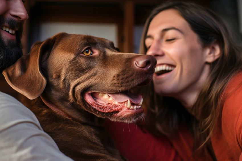 Couple with dog playing at home Couple with dog playing at home