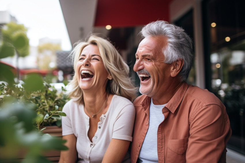 Romantic photo of happy married couple laughing together at home Romantic photo of happy married couple laughing together at home