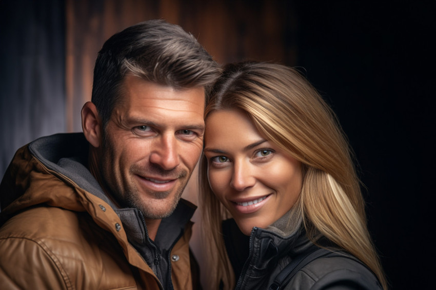 Romantic couple looking at camera smiling Romantic couple looking at camera smiling