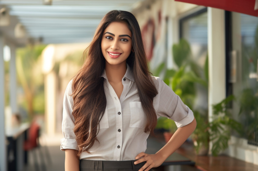 Cheerful Indian girl looking at camera Cheerful Indian girl looking at camera