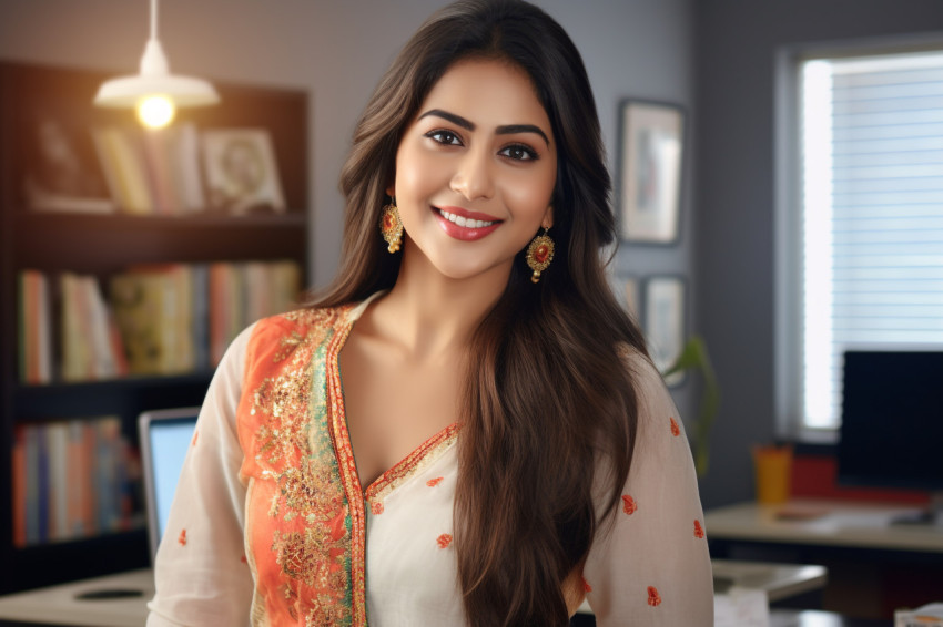 Cheerful Indian girl looking at camera Cheerful Indian girl looking at camera
