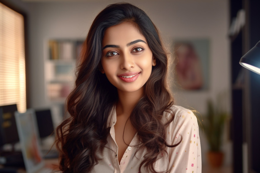 Cheerful Indian girl looking at camera Cheerful Indian girl looking at camera