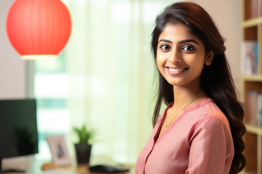 Cheerful Indian girl looking at camera Cheerful Indian girl looking at camera