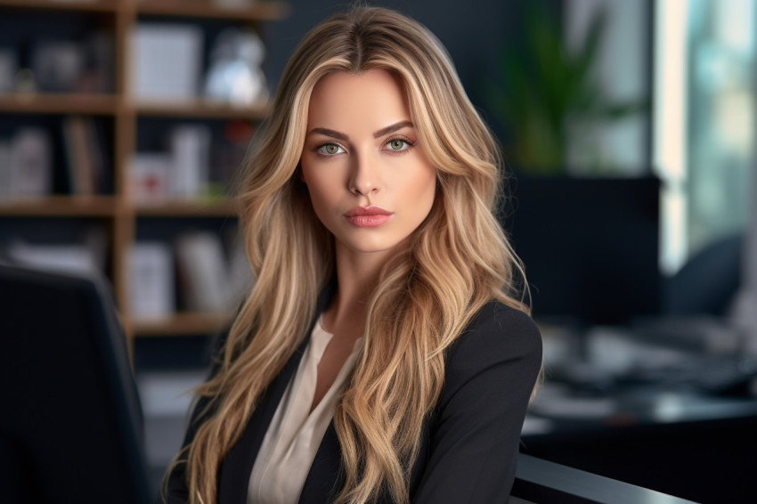 Young business woman photo in office Young business woman photo in office