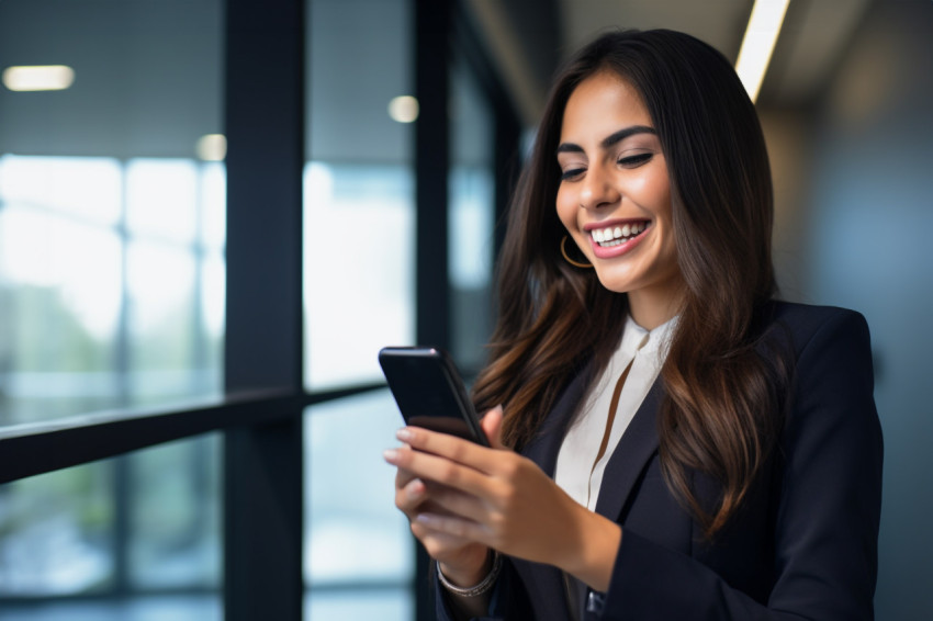 Smiling young business woman working in office Smiling young business woman working in office