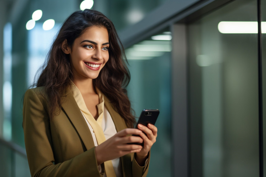 Smiling young business woman working in office Smiling young business woman working in office